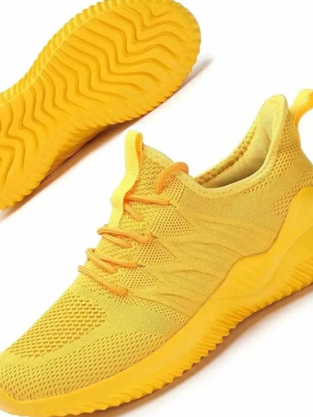 Bright Yellow Lightweight Knit Running Walking Sneakers Women’s Size 10